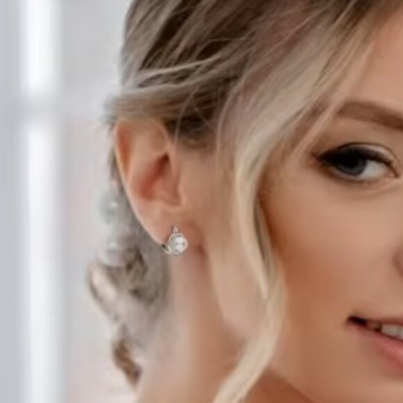 Freshwater Pearl  Moissanite Earrings 925 Silver - Picture 7 of 7